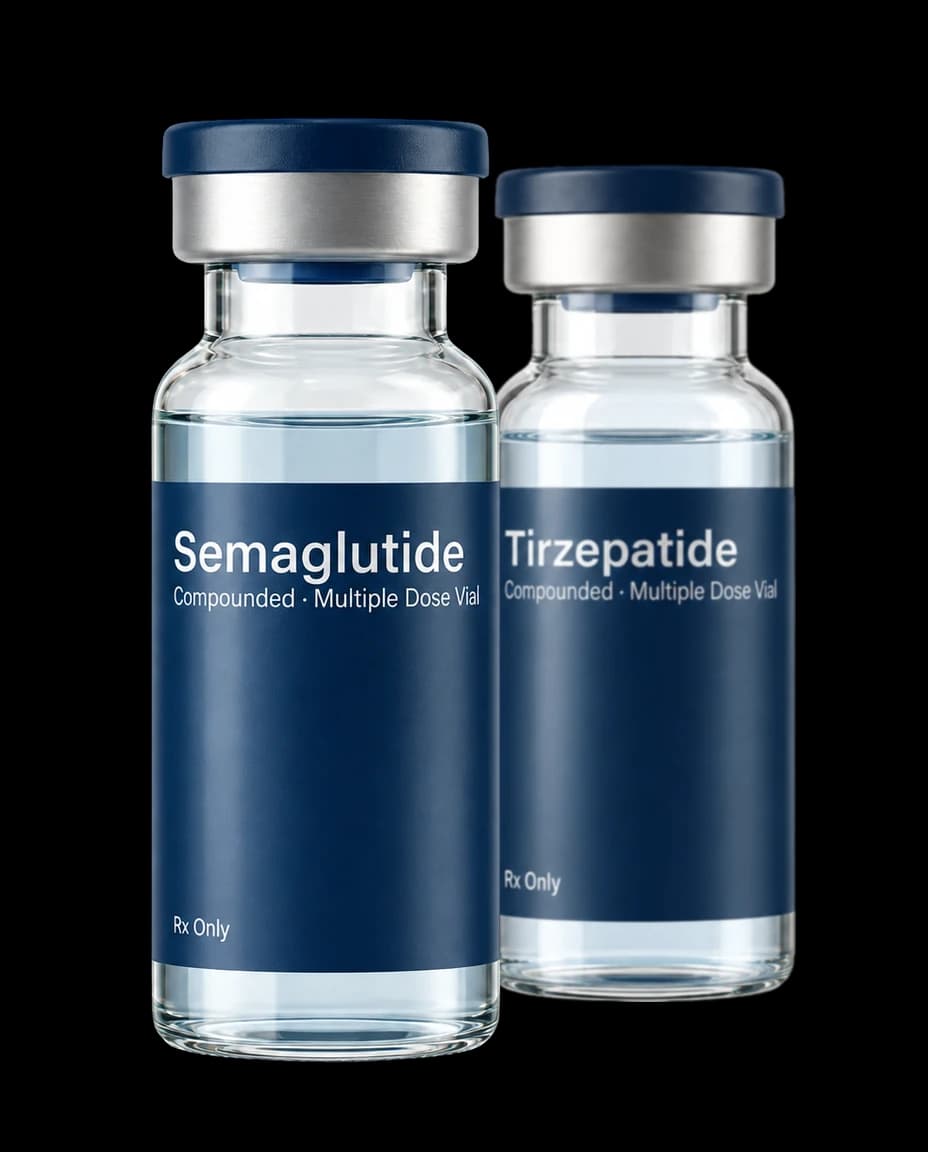 Compounded semaglutide and tirzepatide multiple-dose vials