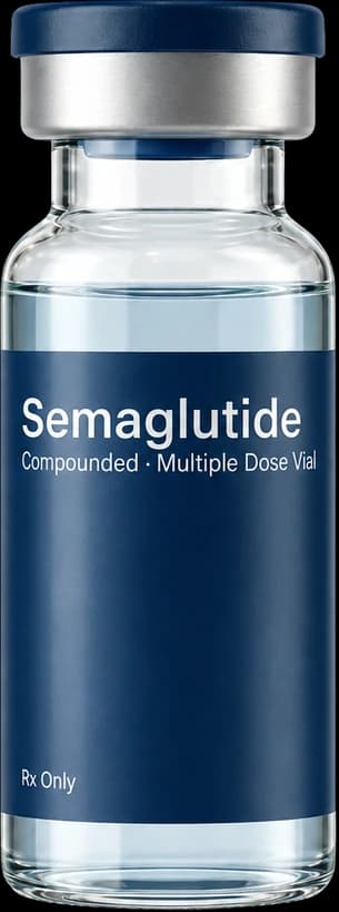 Compounded semaglutide multiple-dose vial