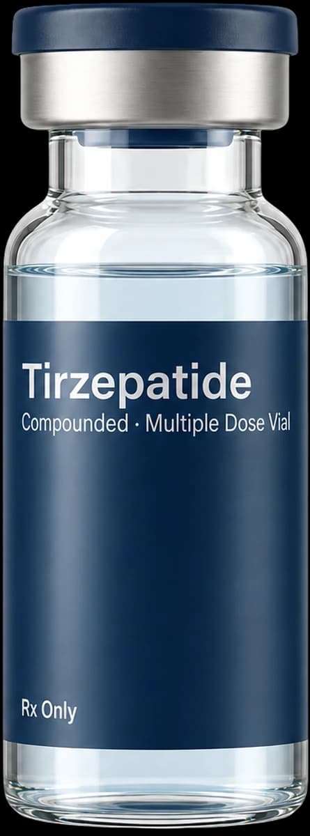 Compounded tirzepatide multiple-dose vial